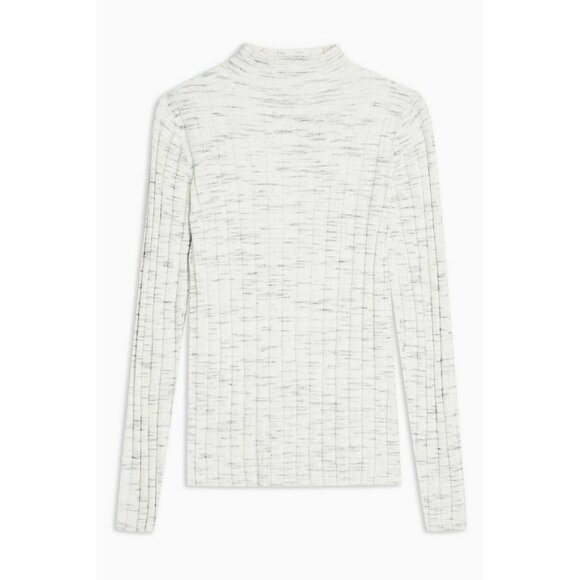 TOPSHOP Grey Knitted Marl Funnel Mock Neck Top New Rib Sweater Pullover 8605 - Picture 2 of 12